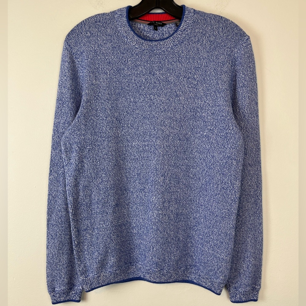 Ted Baker Crew Neck Blue Marled Sweater Ted Size 2/US Size XS